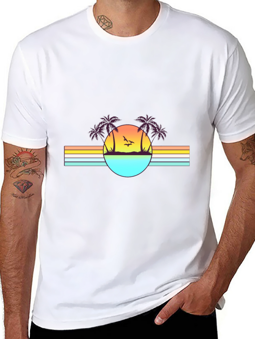 Retro Sunset Palm Tree Graphic Tee