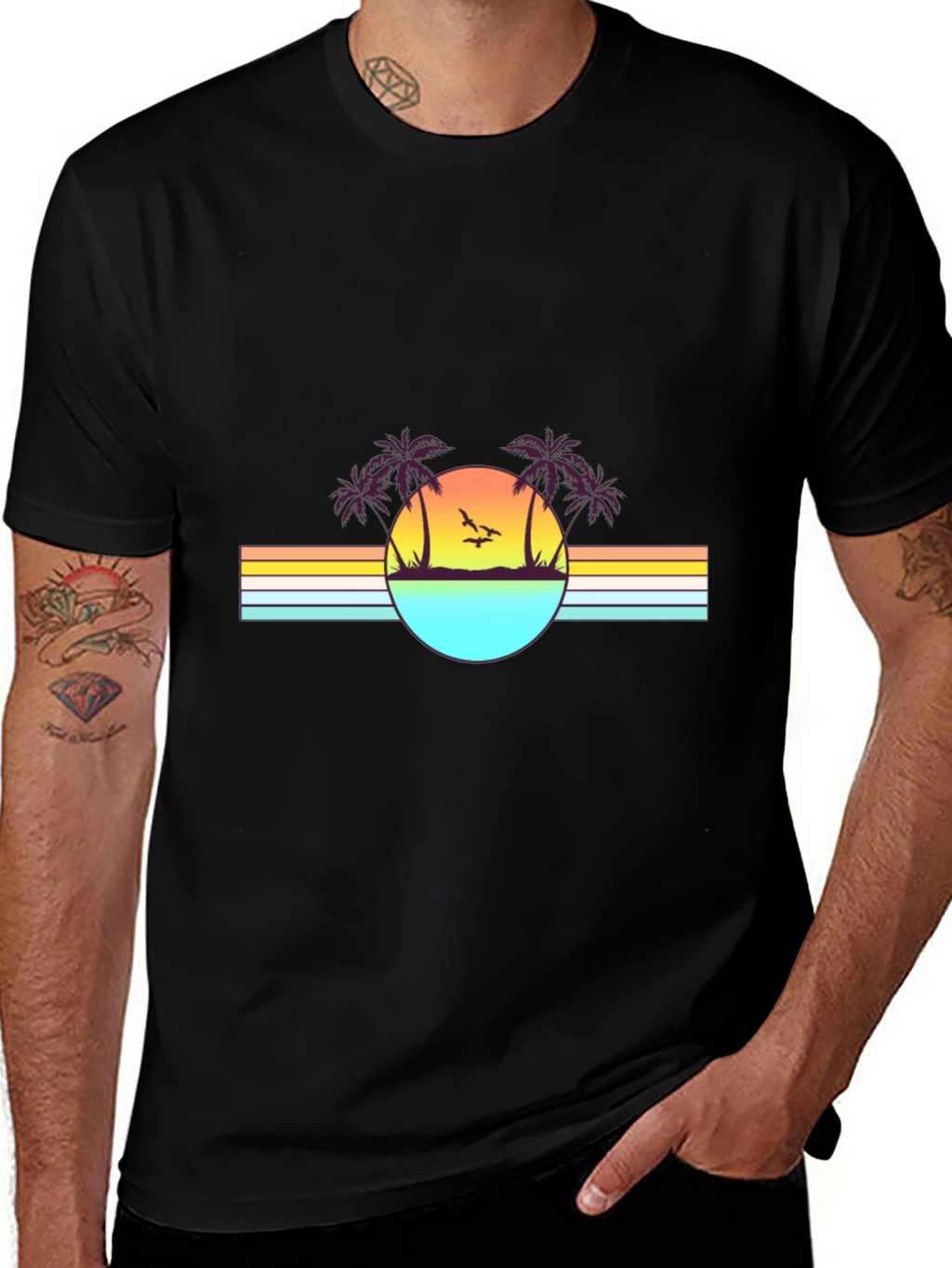 Retro Sunset Palm Tree Graphic Tee