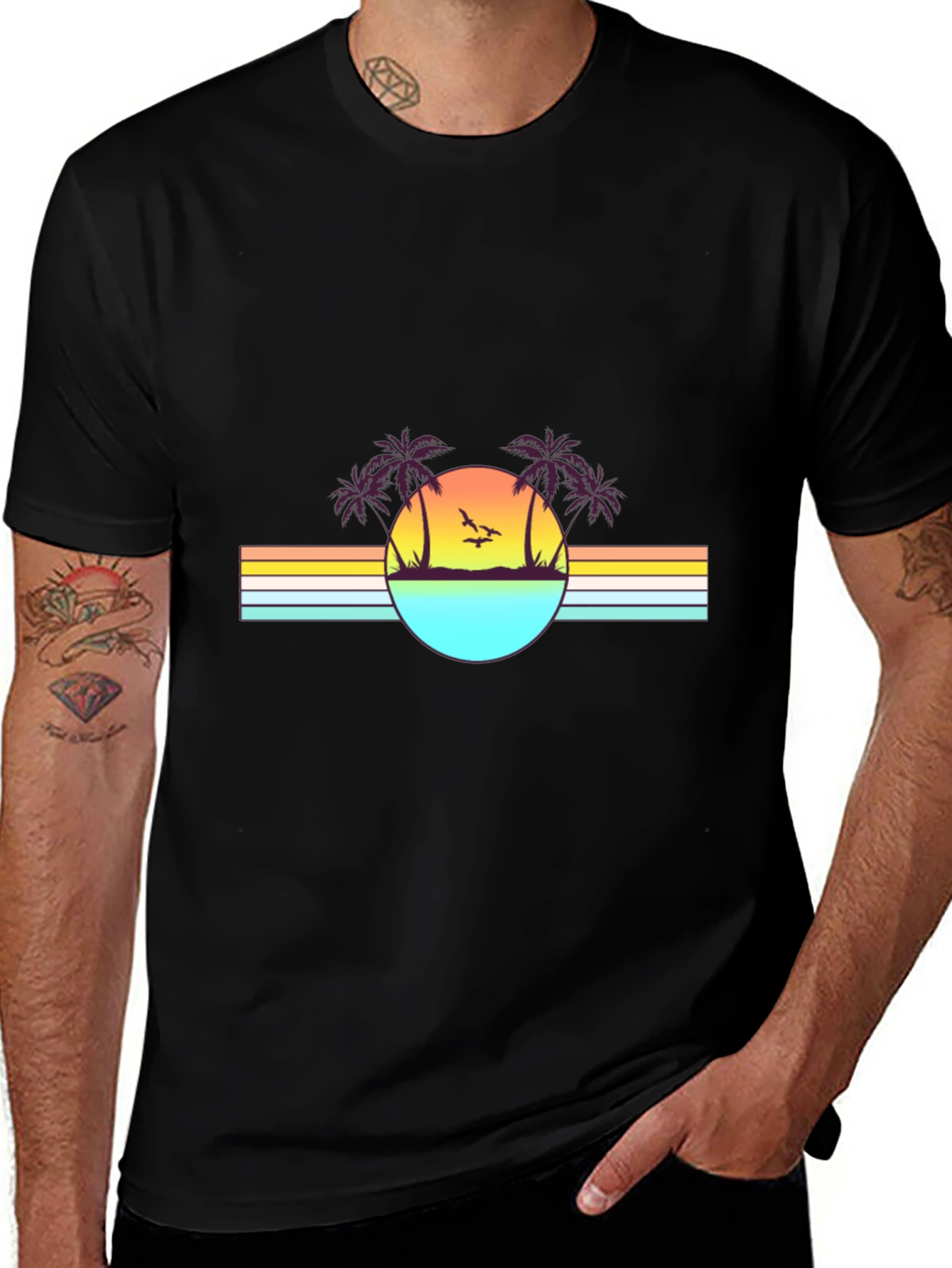 Retro Sunset Palm Tree Graphic Tee