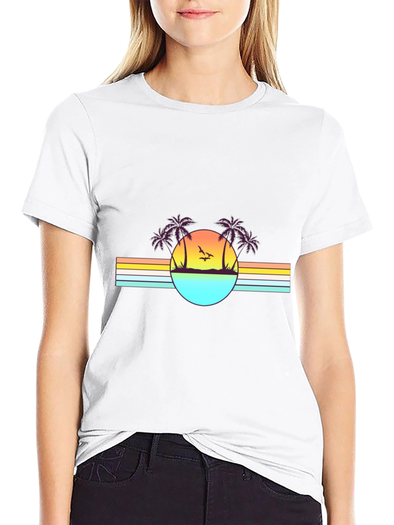 Retro Sunset Palm Tree Graphic Tee