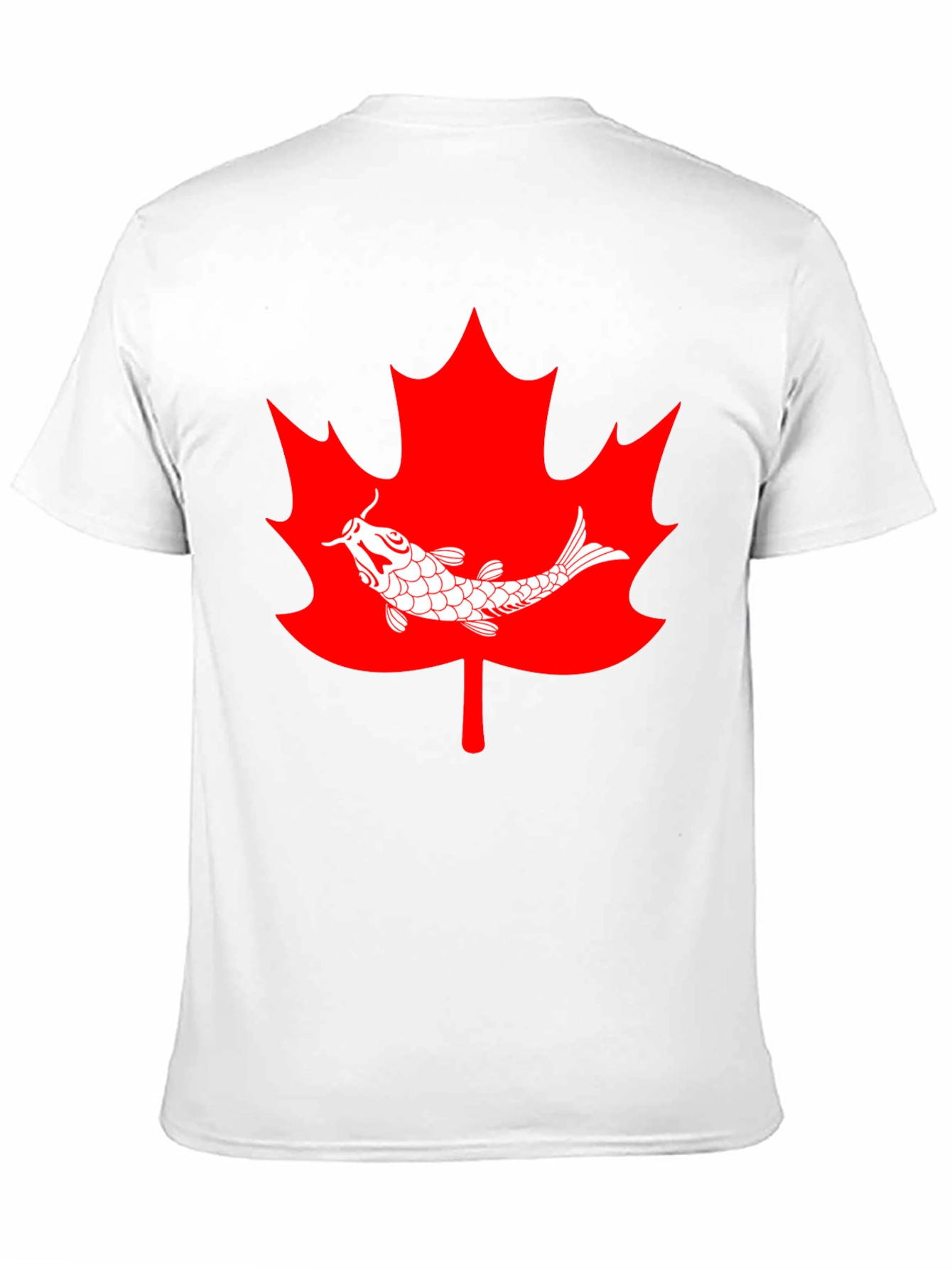 Koi Fish Maple Leaf Graphic Tee - Black