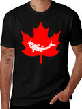 Koi Fish Maple Leaf Graphic Tee - Black