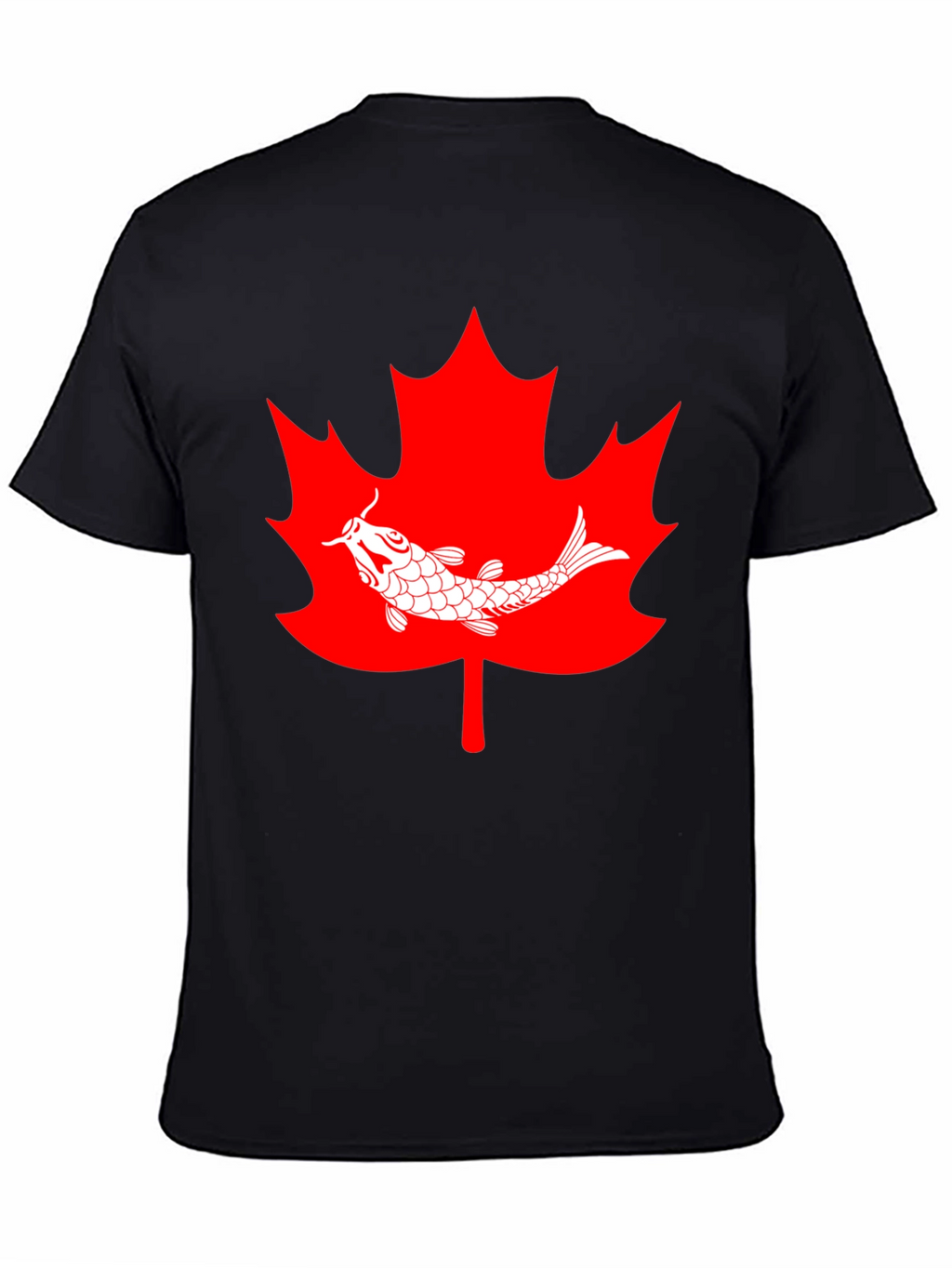 Koi Fish Maple Leaf Graphic Tee - Black