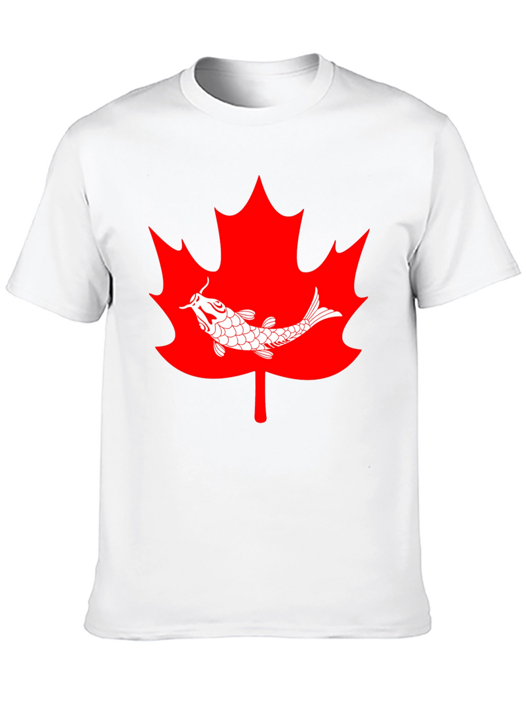 Koi Fish Maple Leaf Graphic Tee - Black