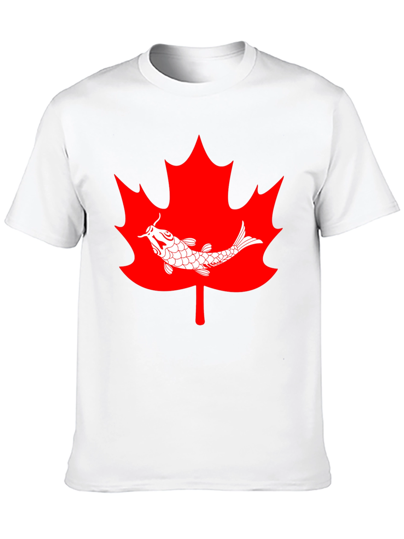 Koi Fish Maple Leaf Graphic Tee - Black