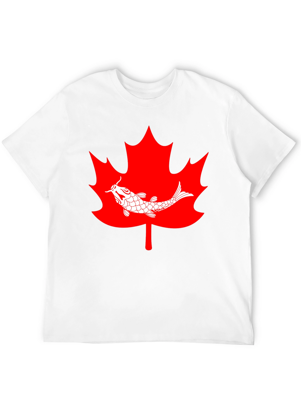 Koi Fish Maple Leaf Graphic Tee - Black