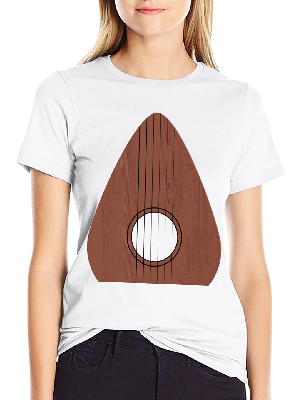 Guitar Wood Graphic Tee - Music Lovers Black T-Shirt