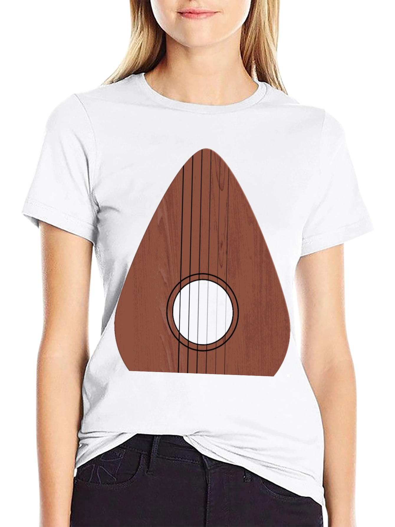 Guitar Wood Graphic Tee - Music Lovers Black T-Shirt