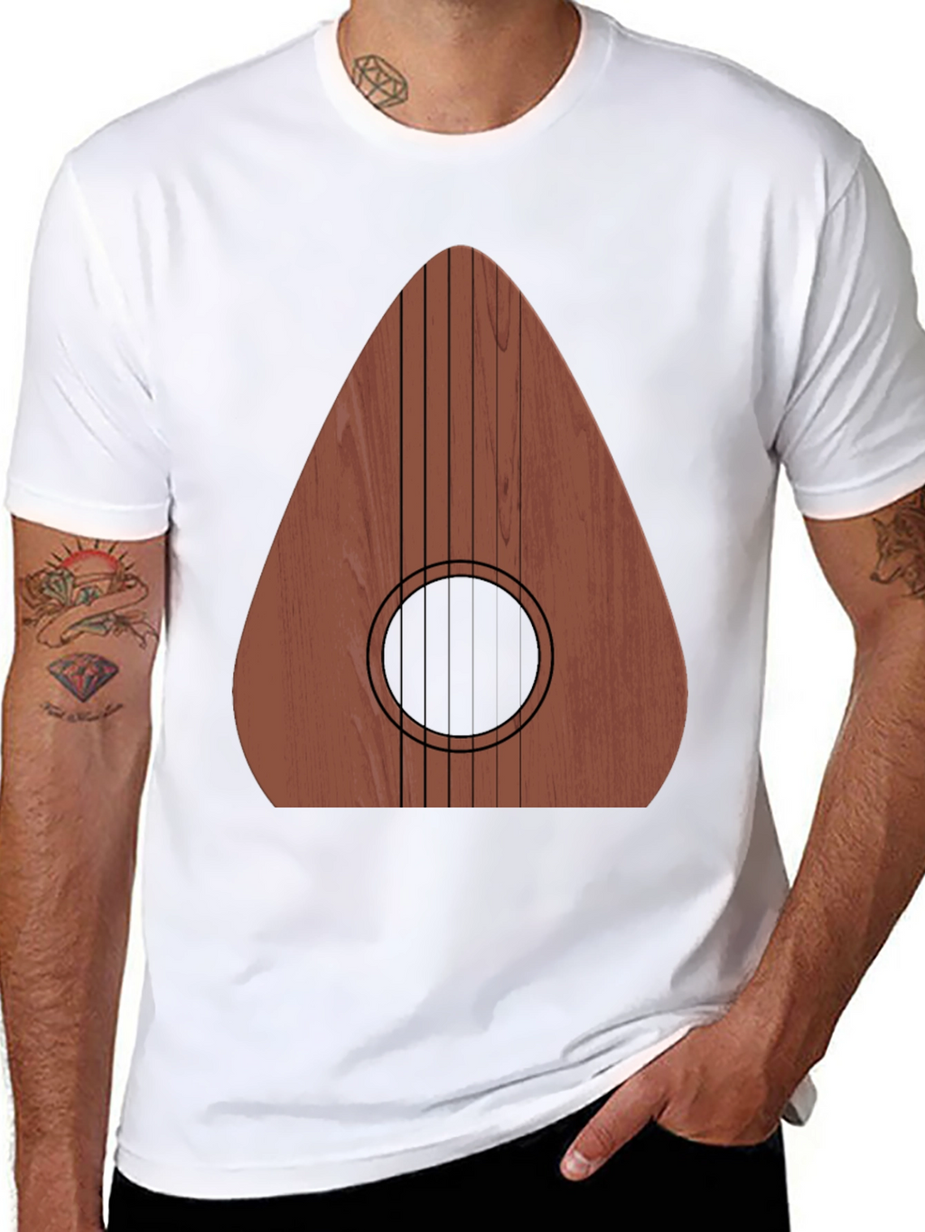 Guitar Wood Graphic Tee - Music Lovers Black T-Shirt