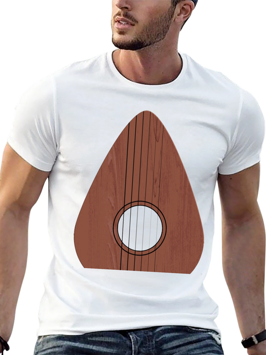 Guitar Wood Graphic Tee - Music Lovers Black T-Shirt