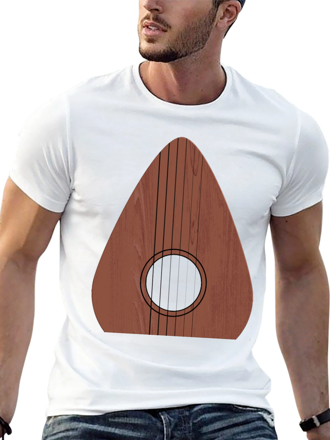 Guitar Wood Graphic Tee - Music Lovers Black T-Shirt