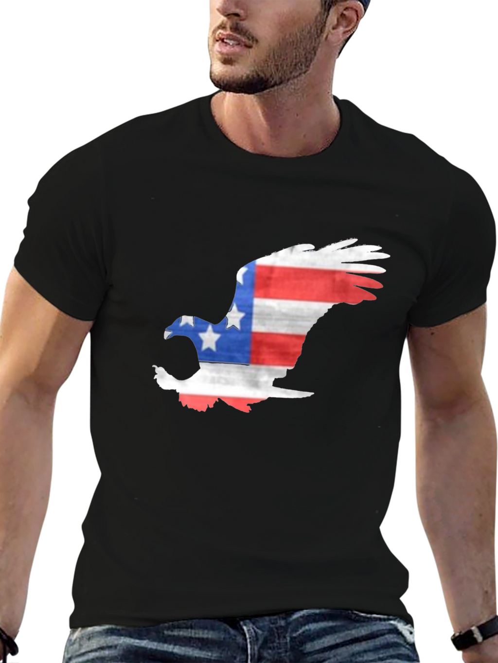 Patriotic Eagle Graphic T-Shirt - Mens Black Tee