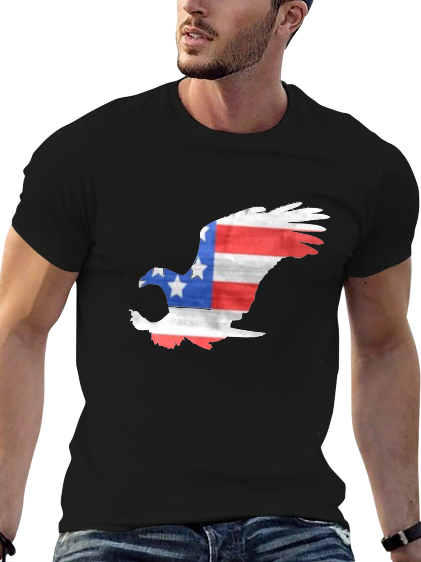 Patriotic Eagle Graphic T-Shirt - Mens Black Tee