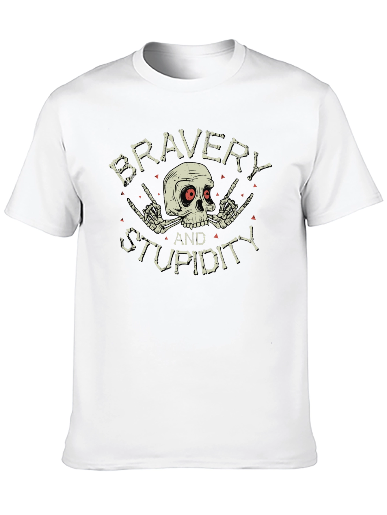Bravery and Stupidity Graphic Tee - Skull Design