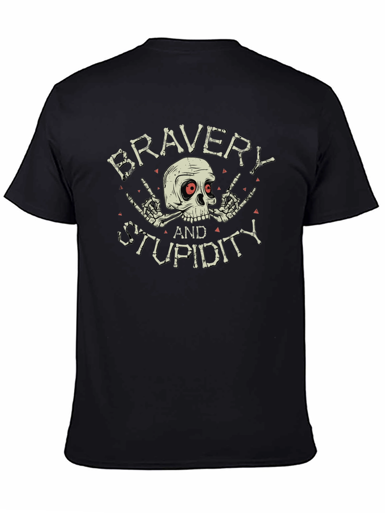 Bravery and Stupidity Graphic Tee - Skull Design