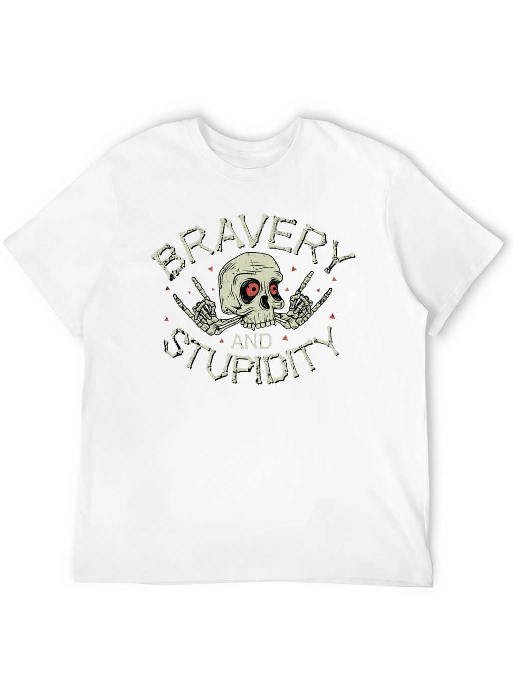 Bravery and Stupidity Graphic Tee - Skull Design