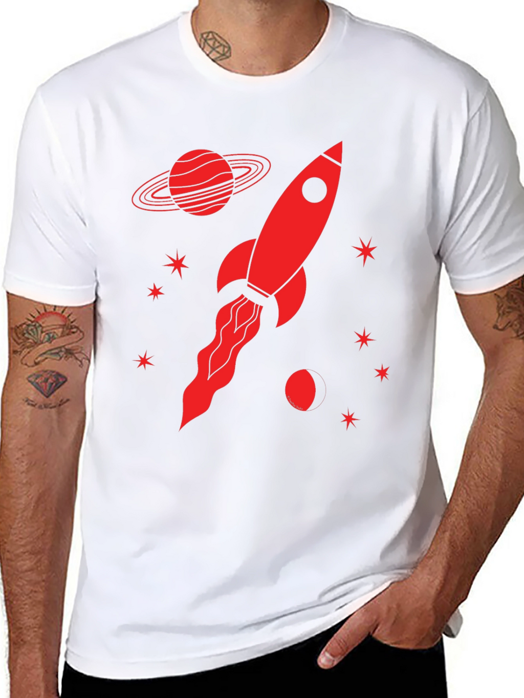 Rocket Planet Graphic T-Shirt - Black