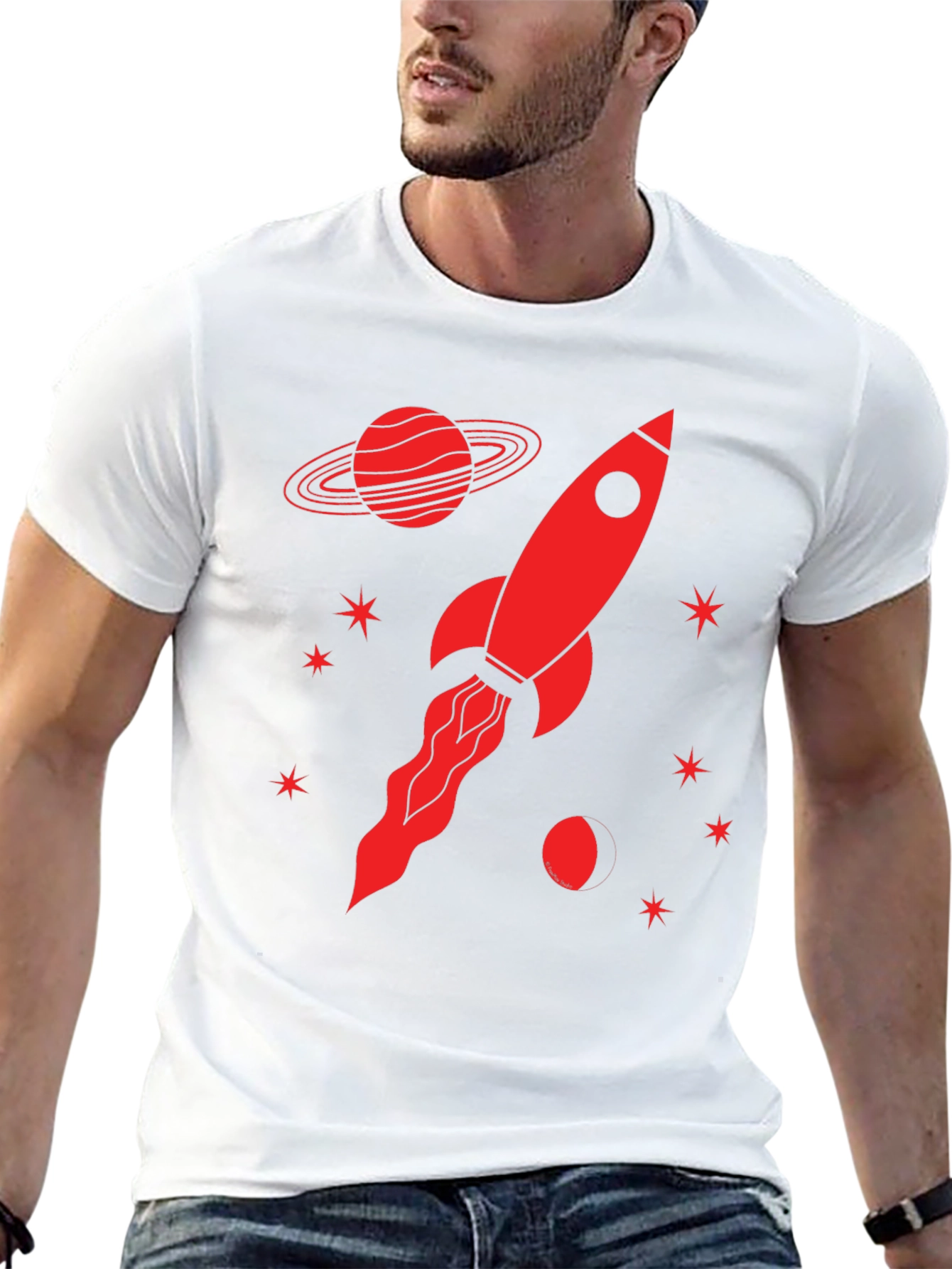 Rocket Planet Graphic T-Shirt - Black
