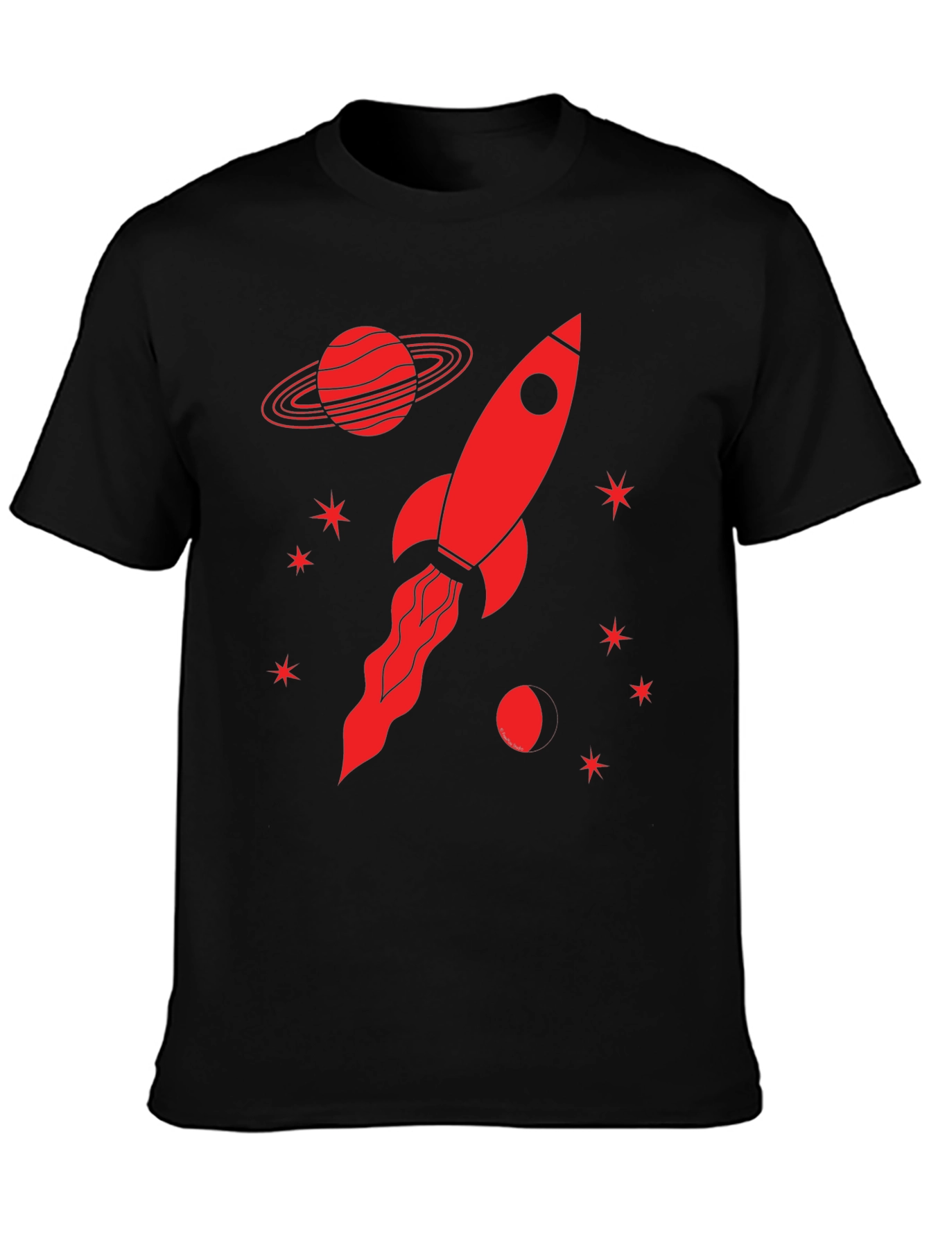 Rocket Planet Graphic T-Shirt - Black