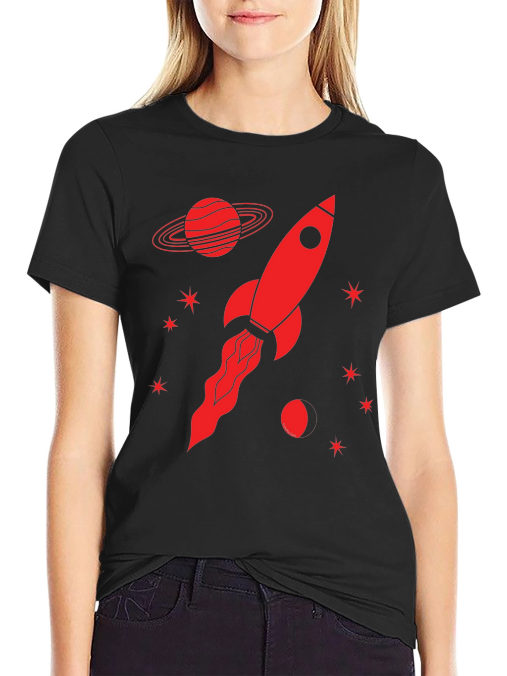 Rocket Planet Graphic T-Shirt - Black