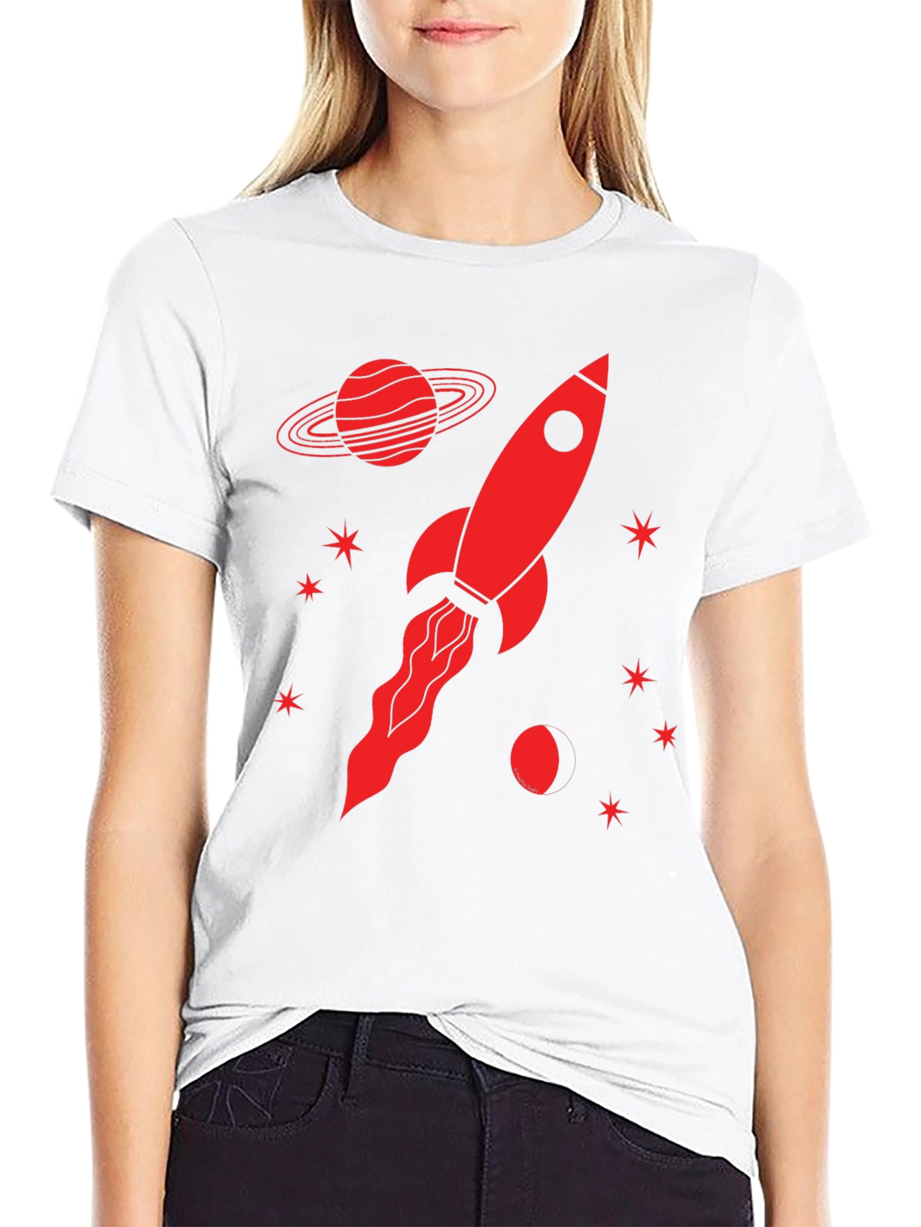 Rocket Planet Graphic T-Shirt - Black