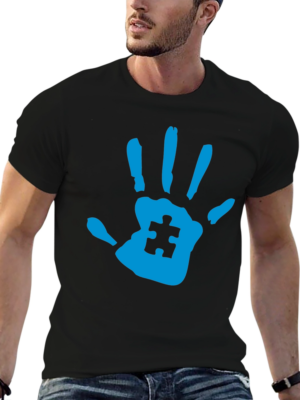 Autism Awareness Handprint Tee - Black