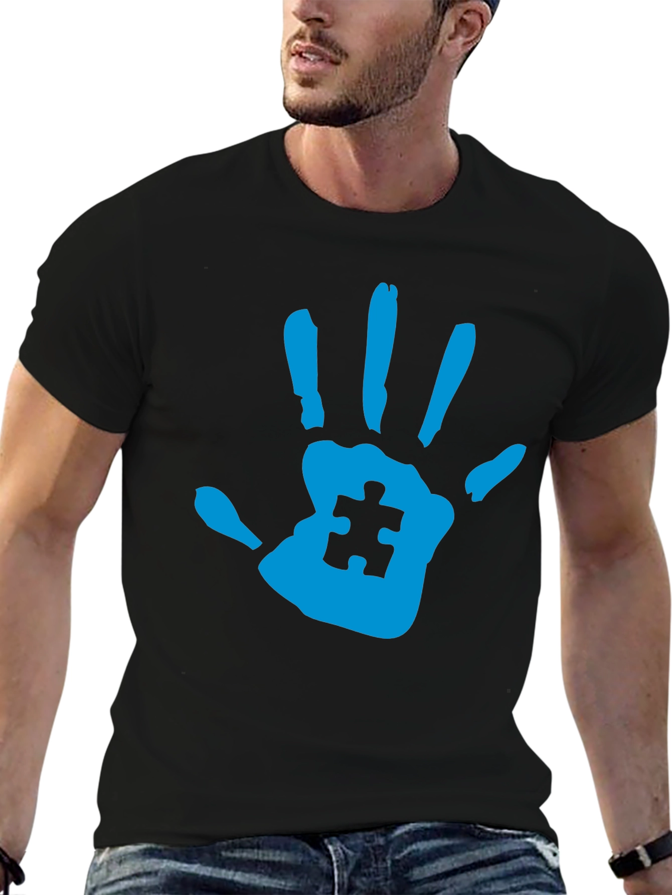 Autism Awareness Handprint Tee - Black