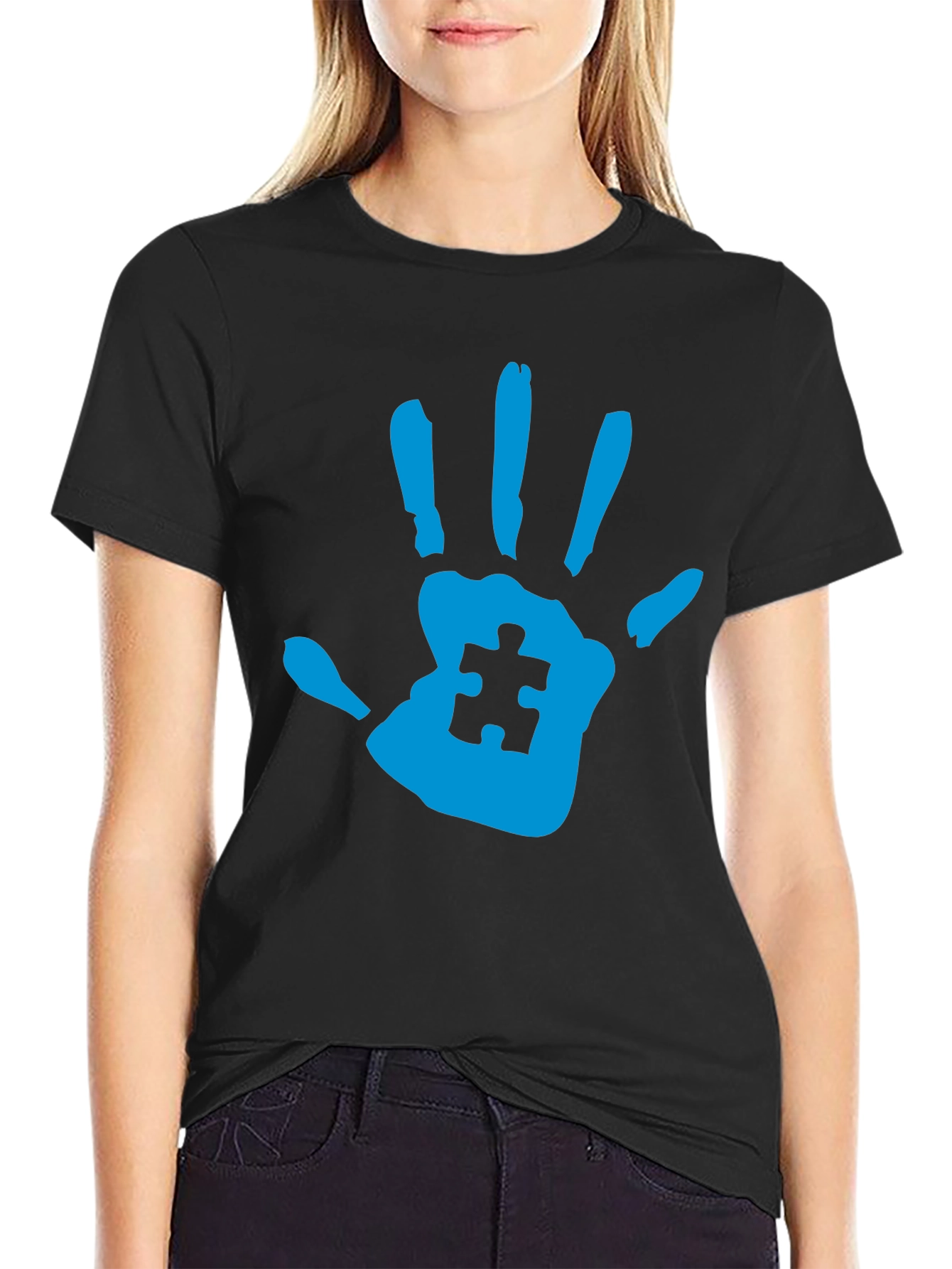 Autism Awareness Handprint Tee - Black
