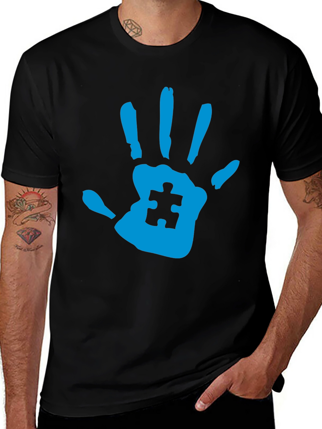 Autism Awareness Handprint Tee - Black