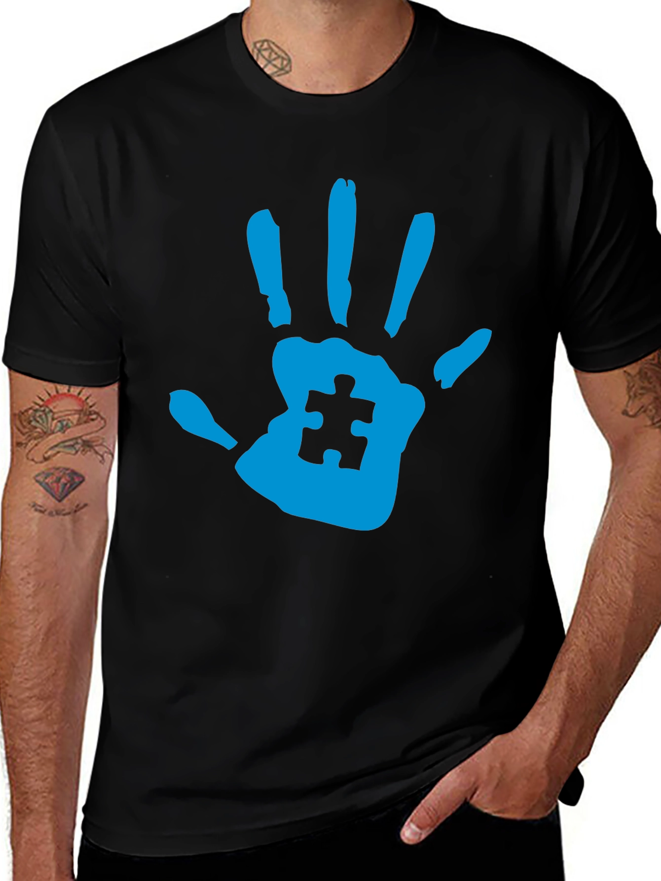 Autism Awareness Handprint Tee - Black