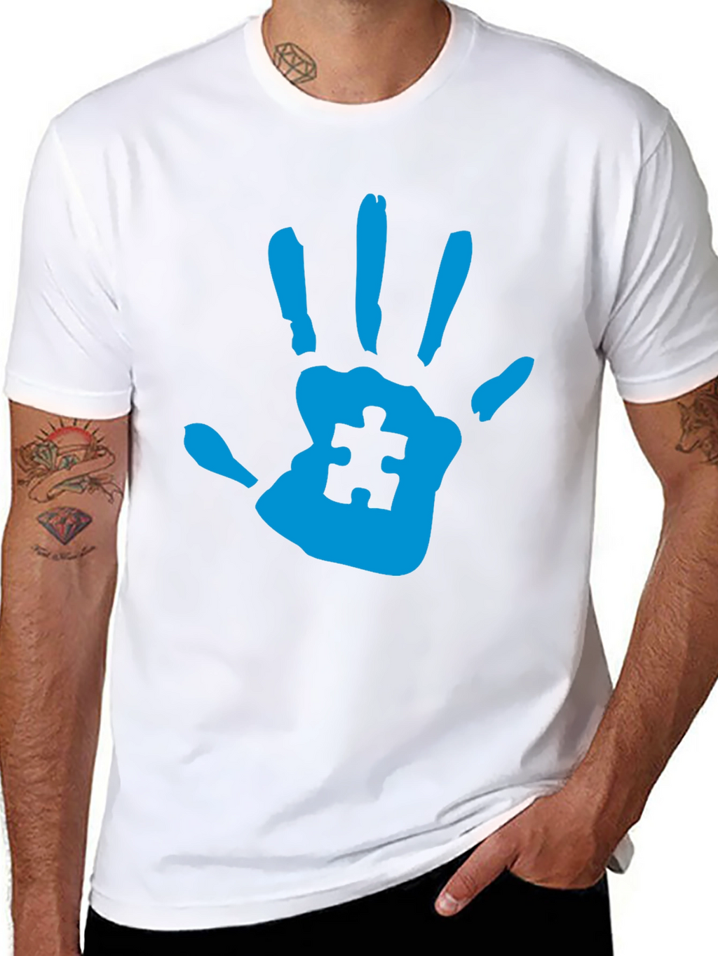 Autism Awareness Handprint Tee - Black