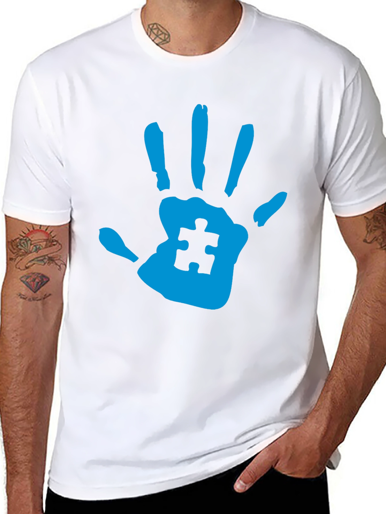 Autism Awareness Handprint Tee - Black