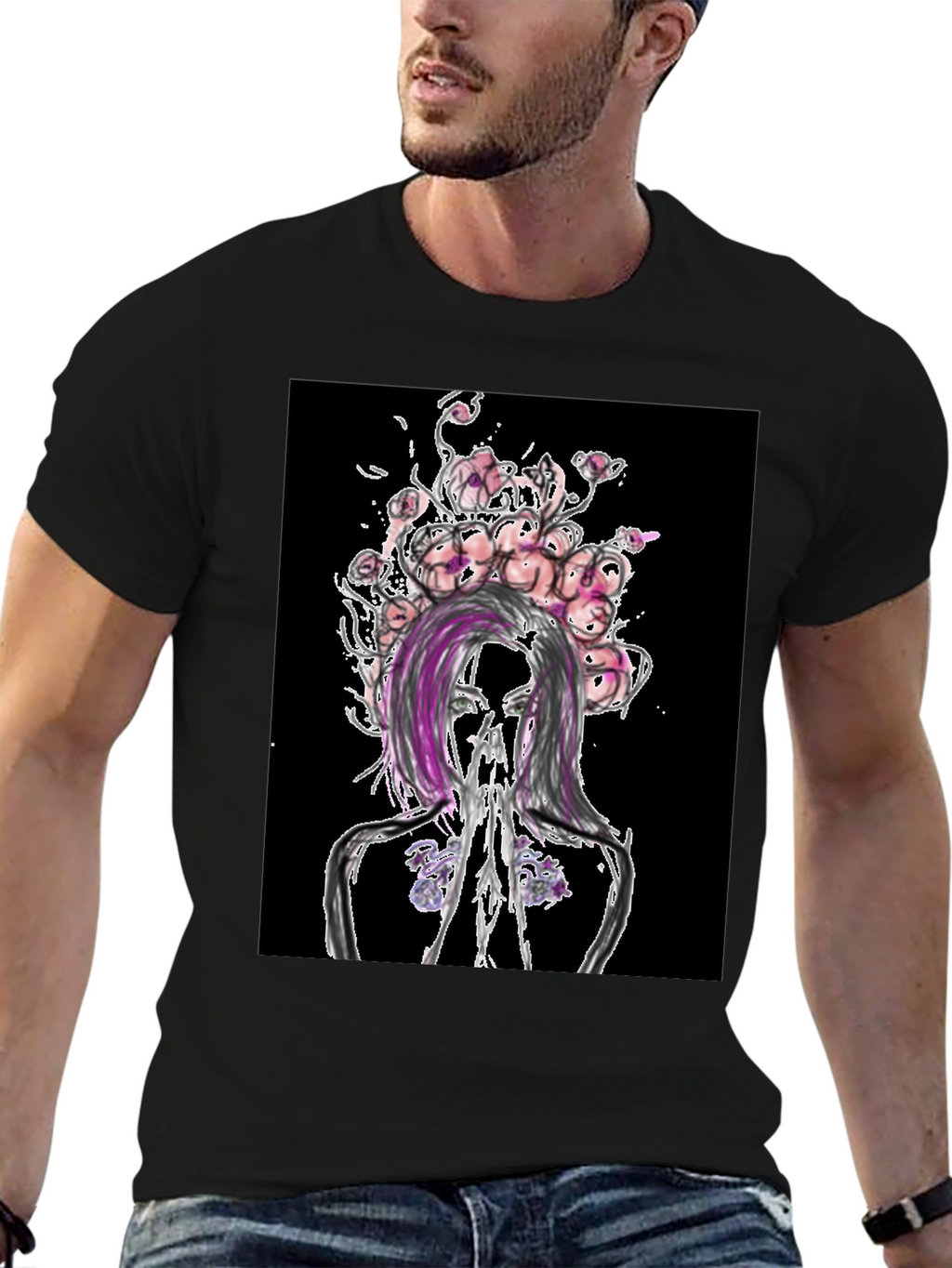 Floral Anatomy Black Graphic Tee