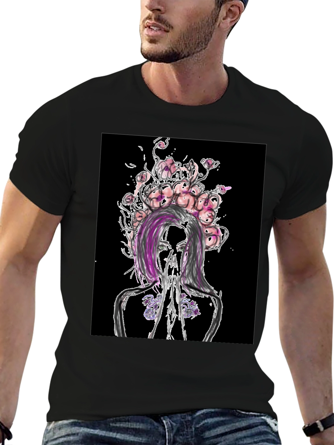 Floral Anatomy Black Graphic Tee