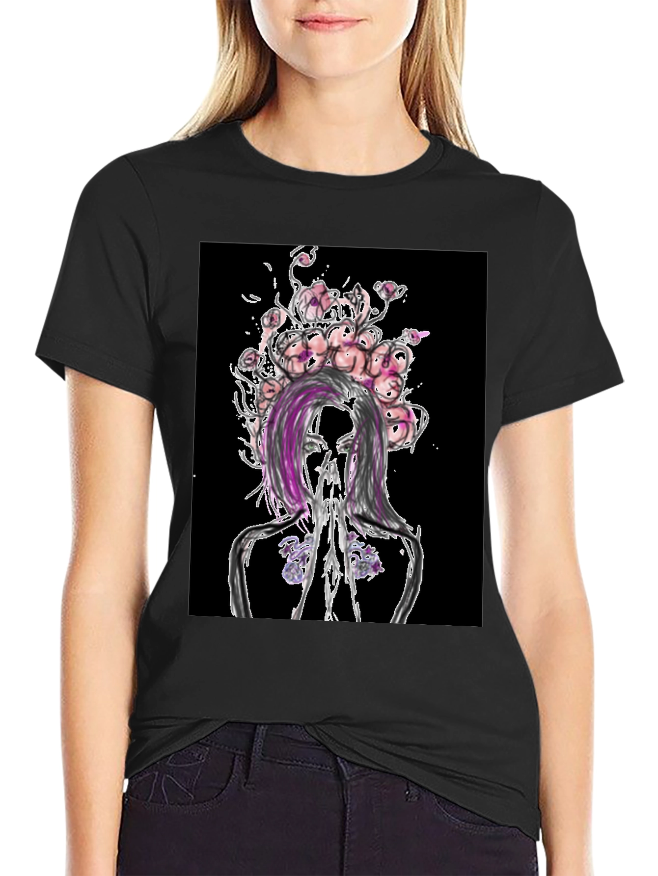 Floral Anatomy Black Graphic Tee