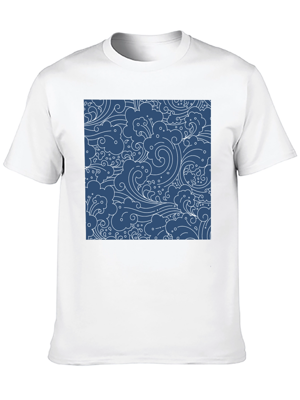 Stylish Black T-Shirt with Blue Wave Pattern