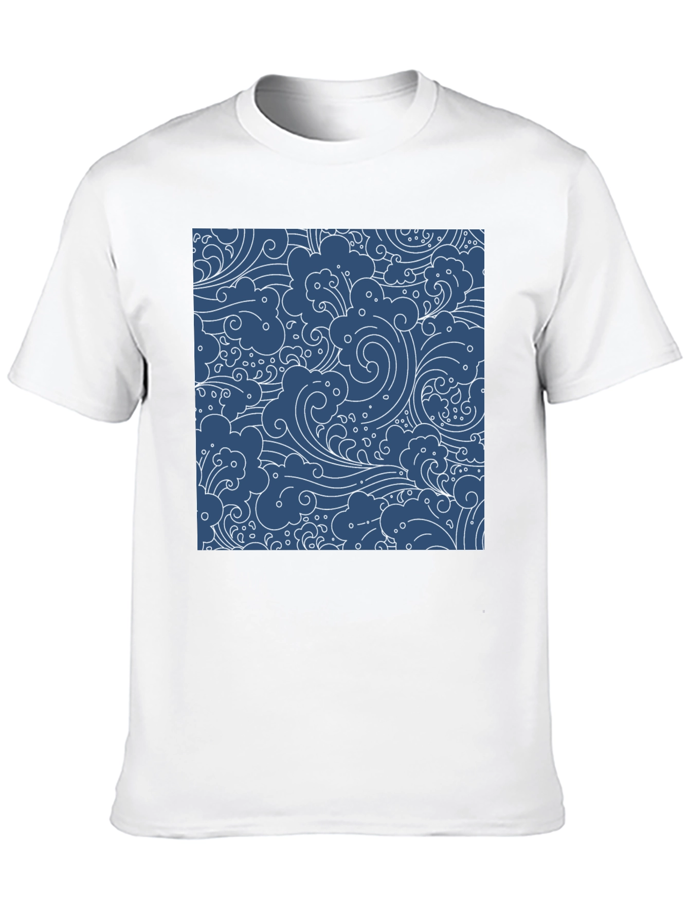 Stylish Black T-Shirt with Blue Wave Pattern