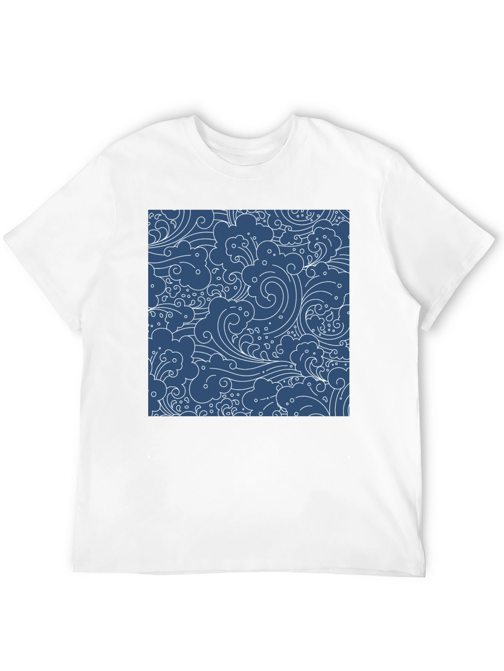 Stylish Black T-Shirt with Blue Wave Pattern