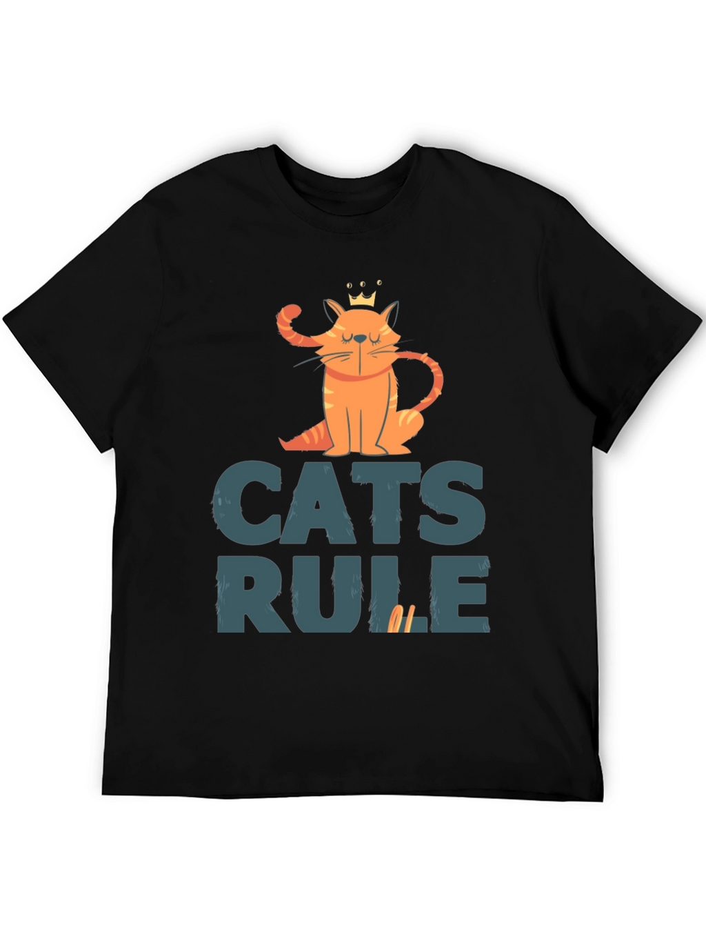 Cats Rule Graphic Tee - Black Cotton T-Shirt
