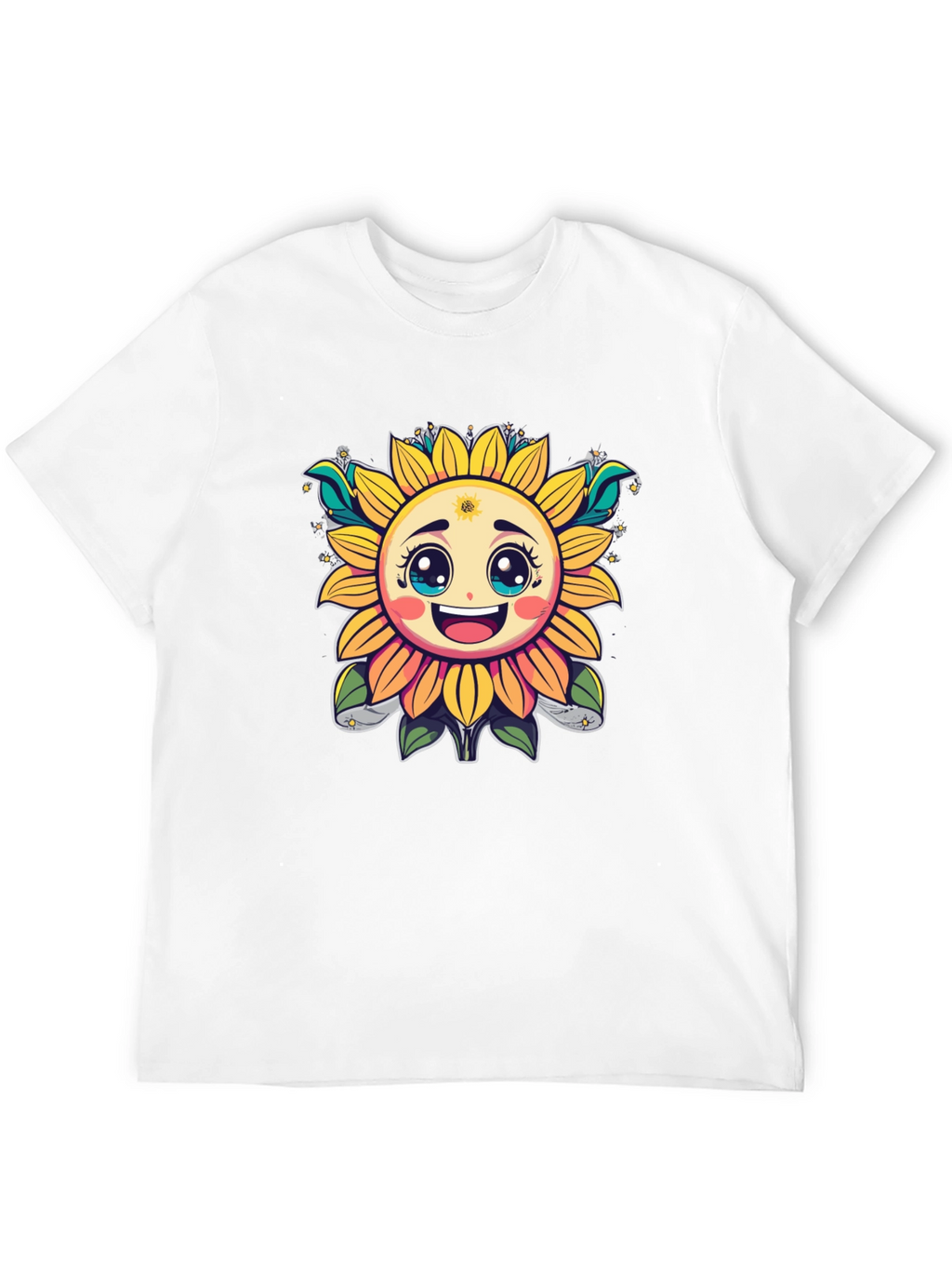 Happy Sunflower Graphic T-Shirt - Cheerful Black Tee