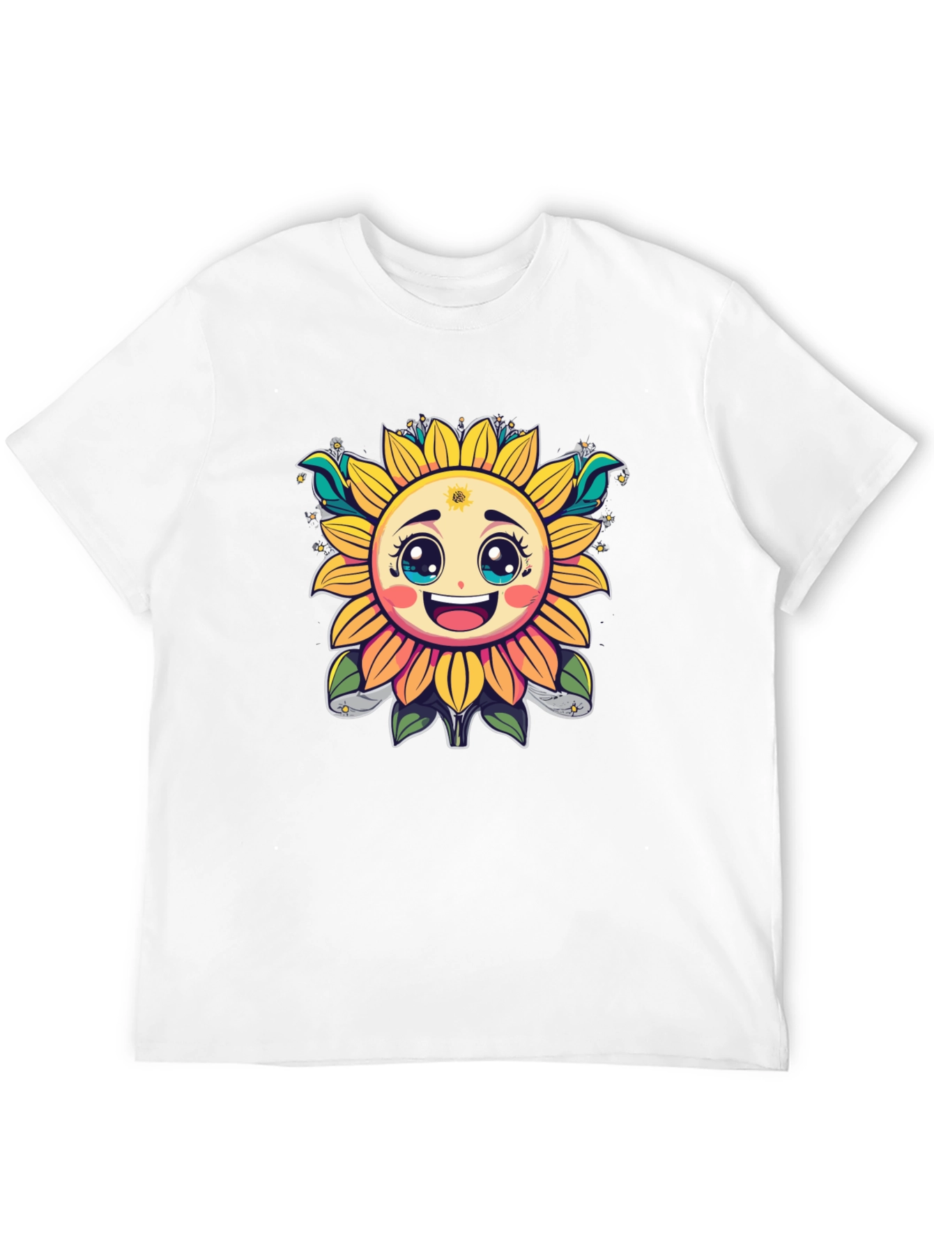 Happy Sunflower Graphic T-Shirt - Cheerful Black Tee