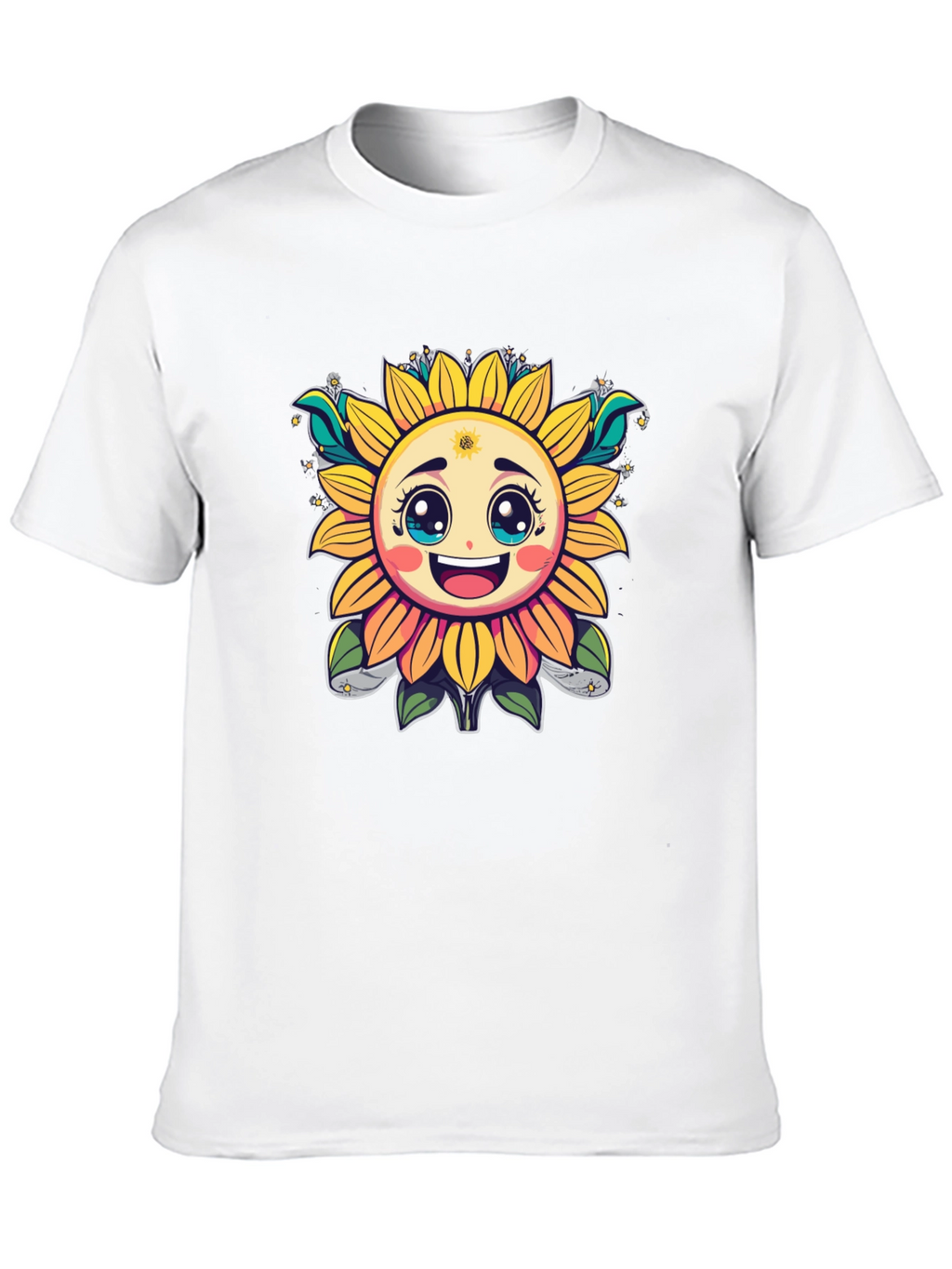 Happy Sunflower Graphic T-Shirt - Cheerful Black Tee