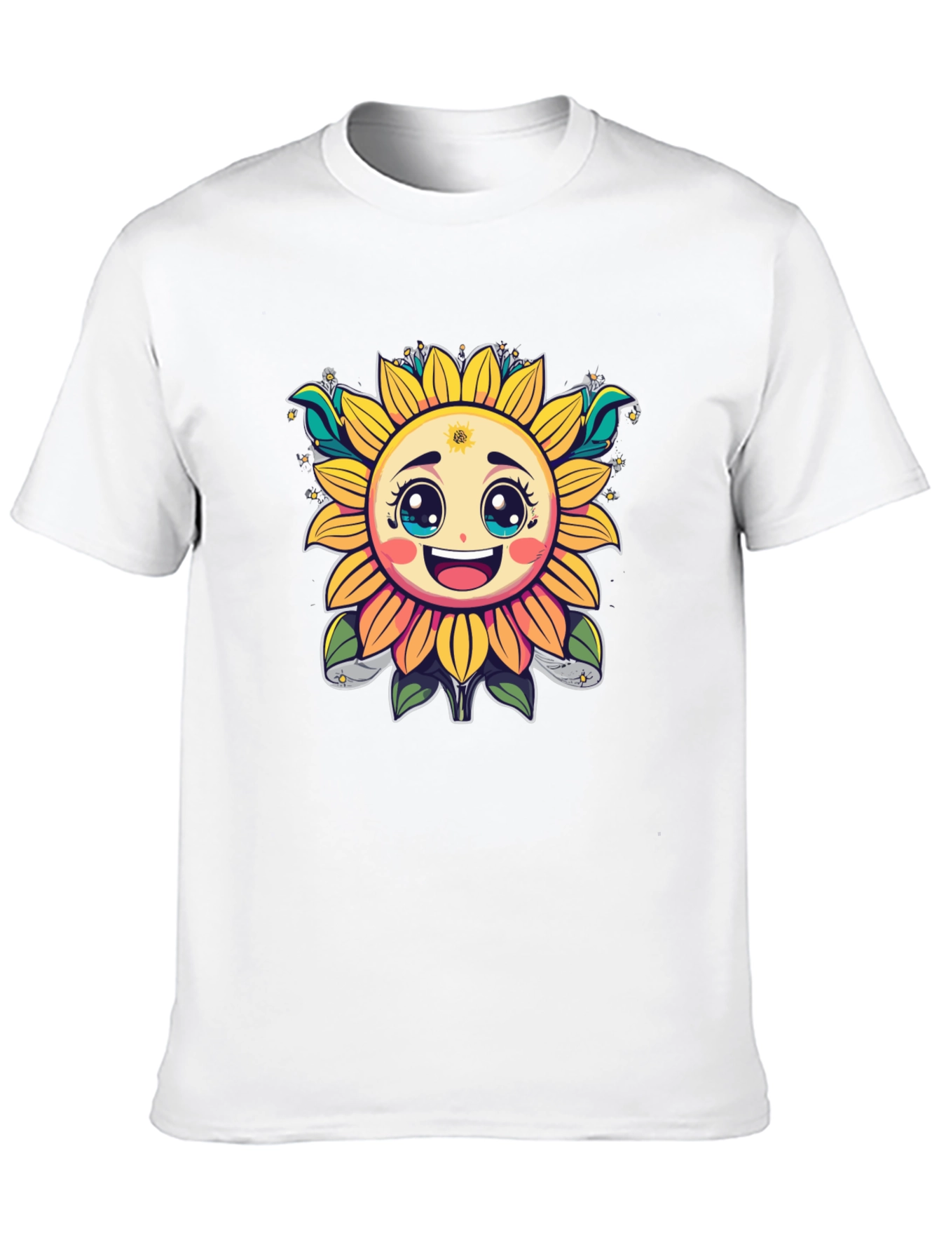 Happy Sunflower Graphic T-Shirt - Cheerful Black Tee