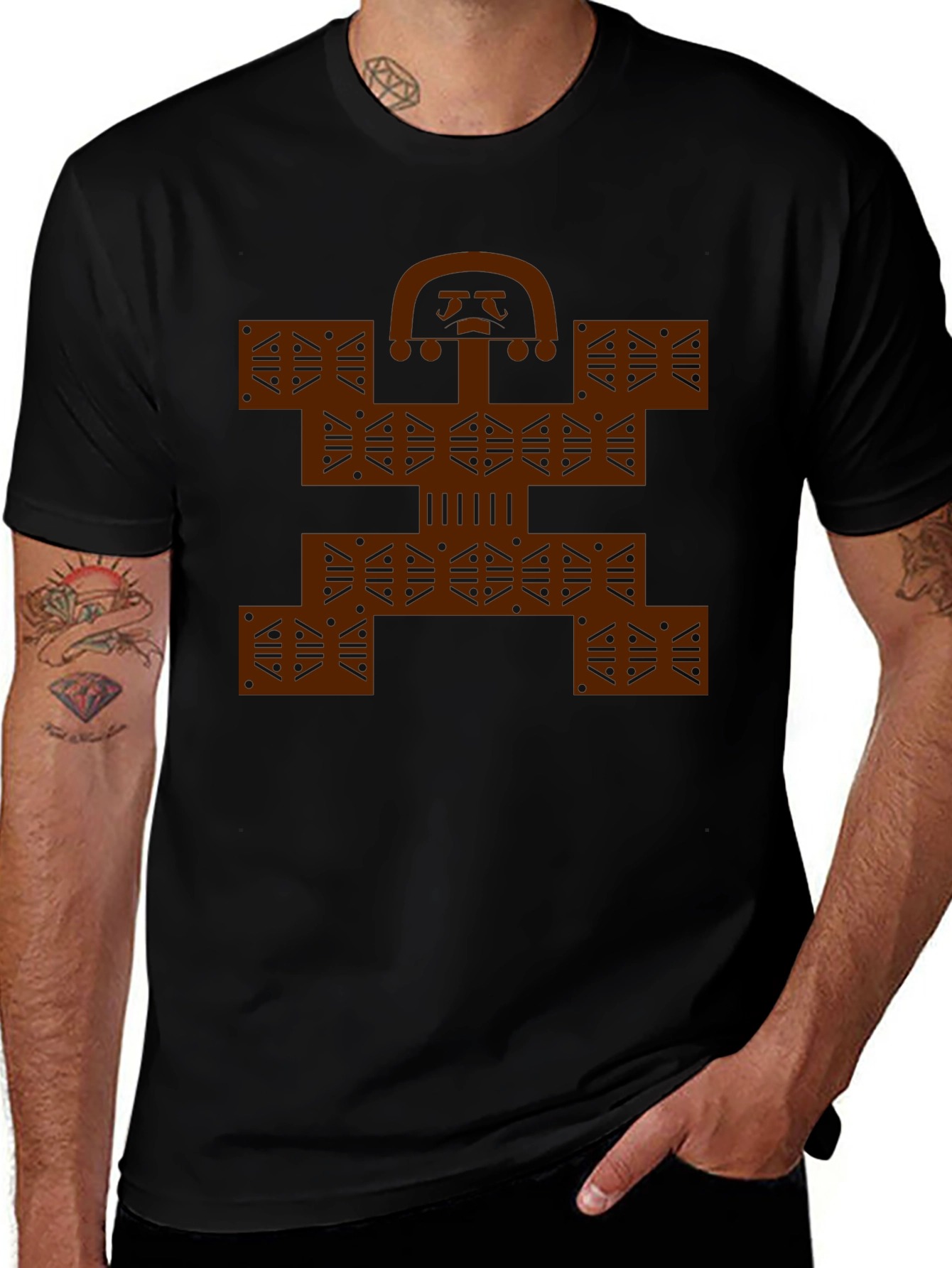 Colombian Molas Inspired Graphic Print Black Tee