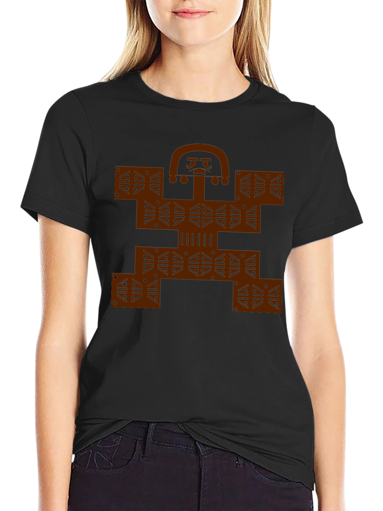 Colombian Molas Inspired Graphic Print Black Tee