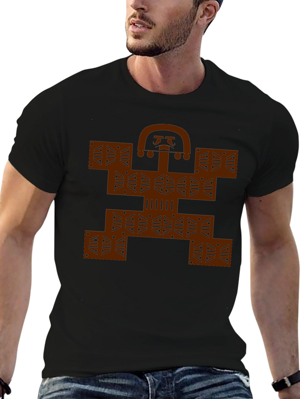 Colombian Molas Inspired Graphic Print Black Tee