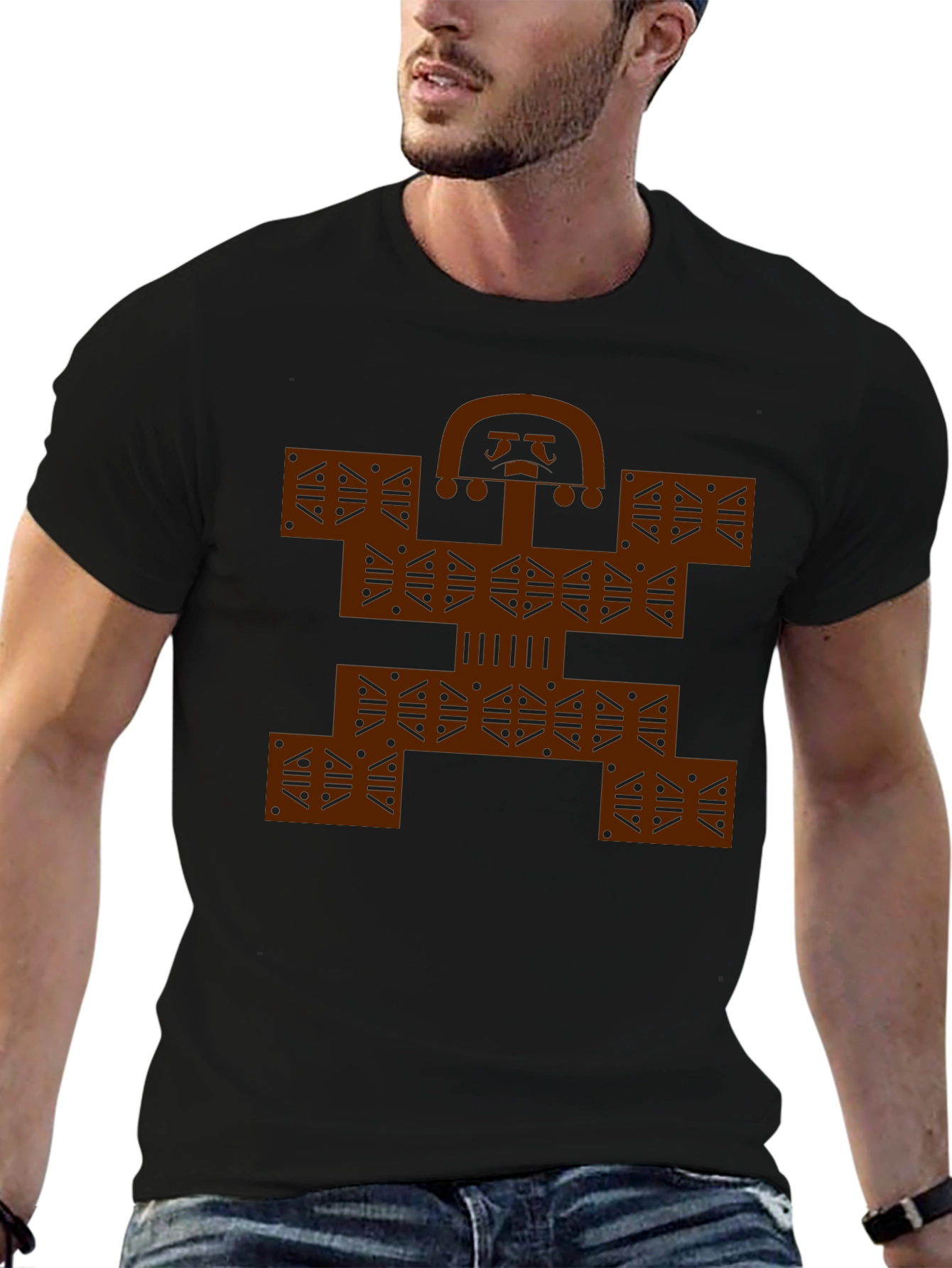 Colombian Molas Inspired Graphic Print Black Tee