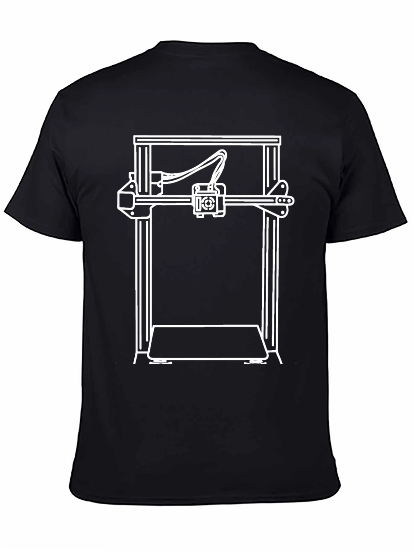 3D Printer Graphic Tee - Black Modern Design