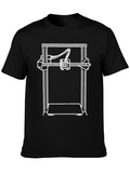 3D Printer Graphic Tee - Black Modern Design