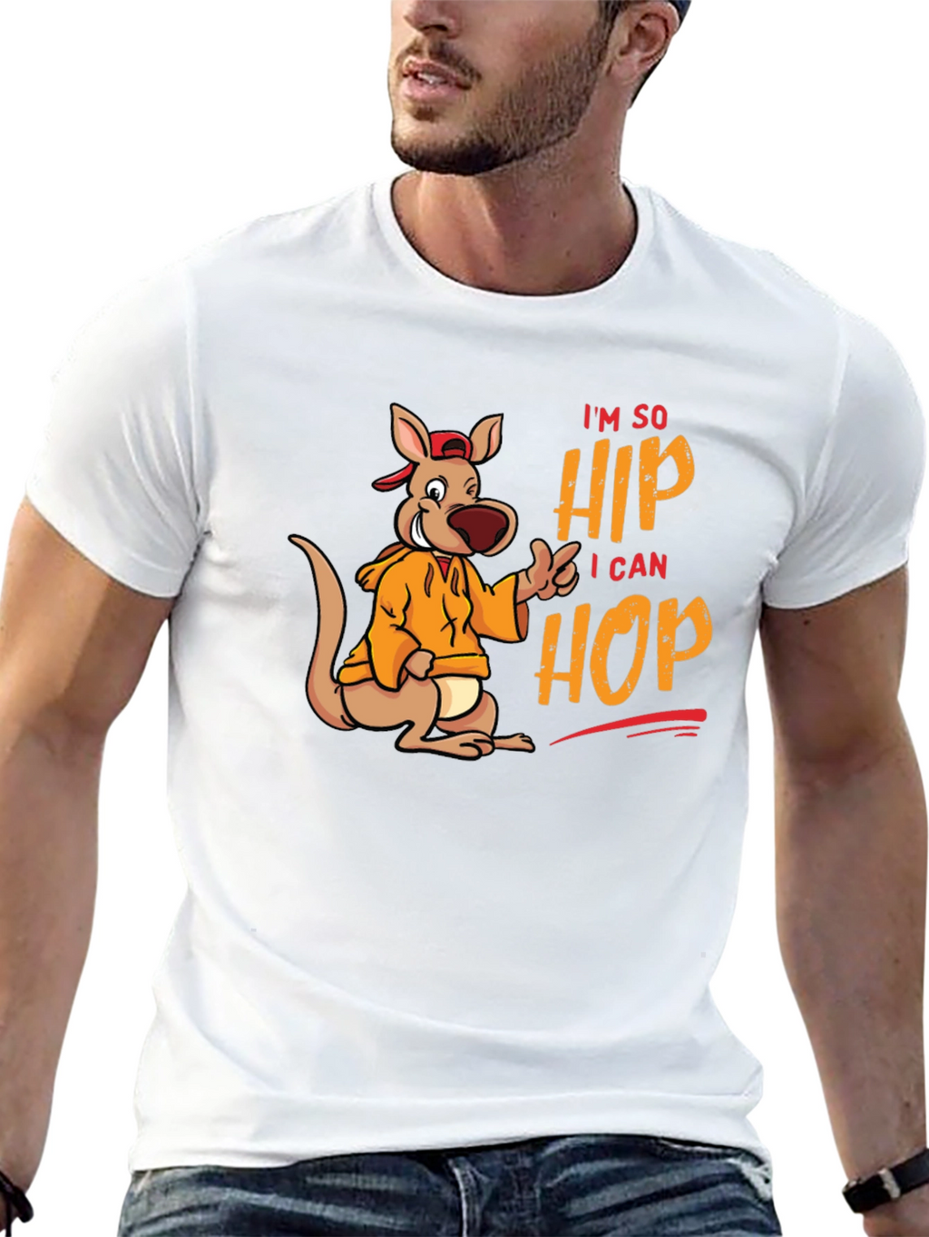 Hip Hop Kangaroo Graphic T-Shirt - Black